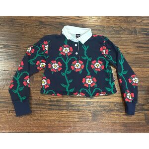 Rowing Blazers Target women's rose long sleeve cropped rugby shirt top Small